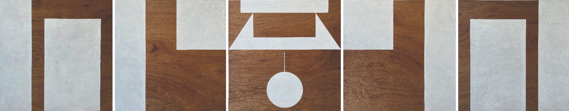 痕跡23，2023，450cmX90cm，木板、鉛筆、油彩（"Traces 23," 2023, 450cm x 90cm, wood panel, pencil, oil paint.）