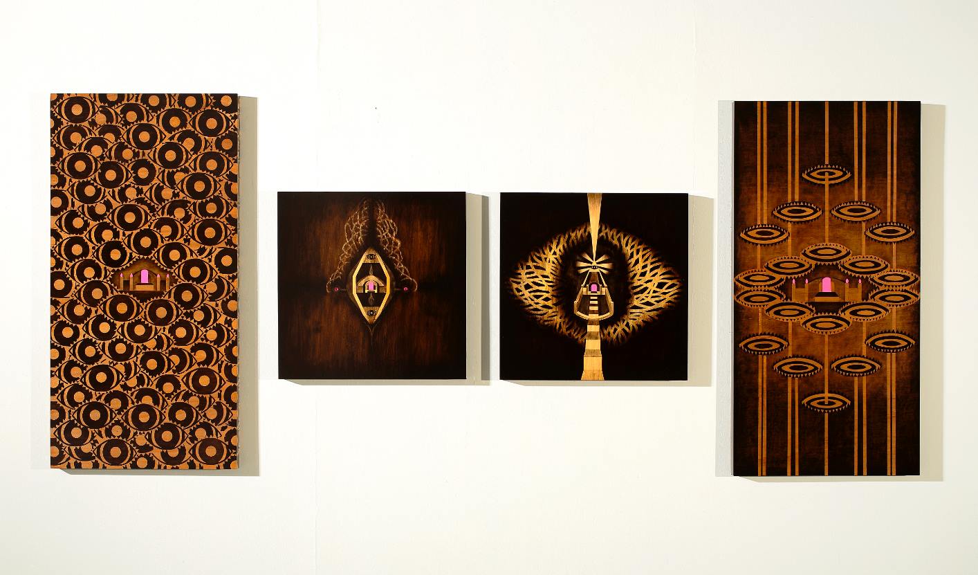 殘，2014，依場地，木板、油彩（ "Remnant," 2014, dimensions vary depending on the location, medium: wood panel, oil paint.）