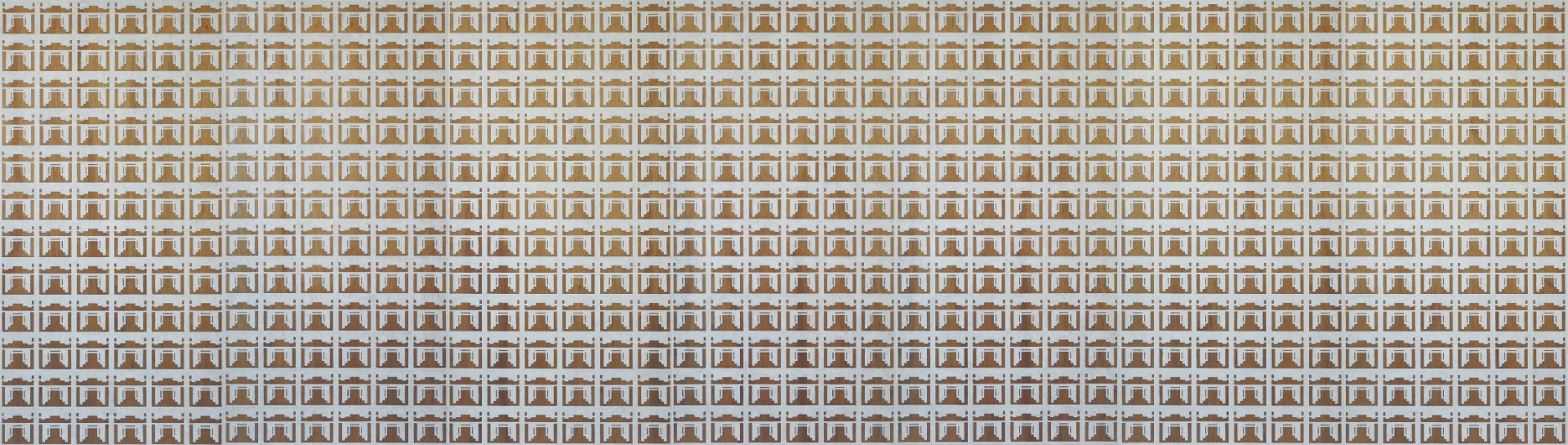 痕跡25，2023，630cmX180cm，木板、鉛筆、油彩（"Traces 25," 2023, 630cm x 180cm, wood panel, pencil, oil paint.）